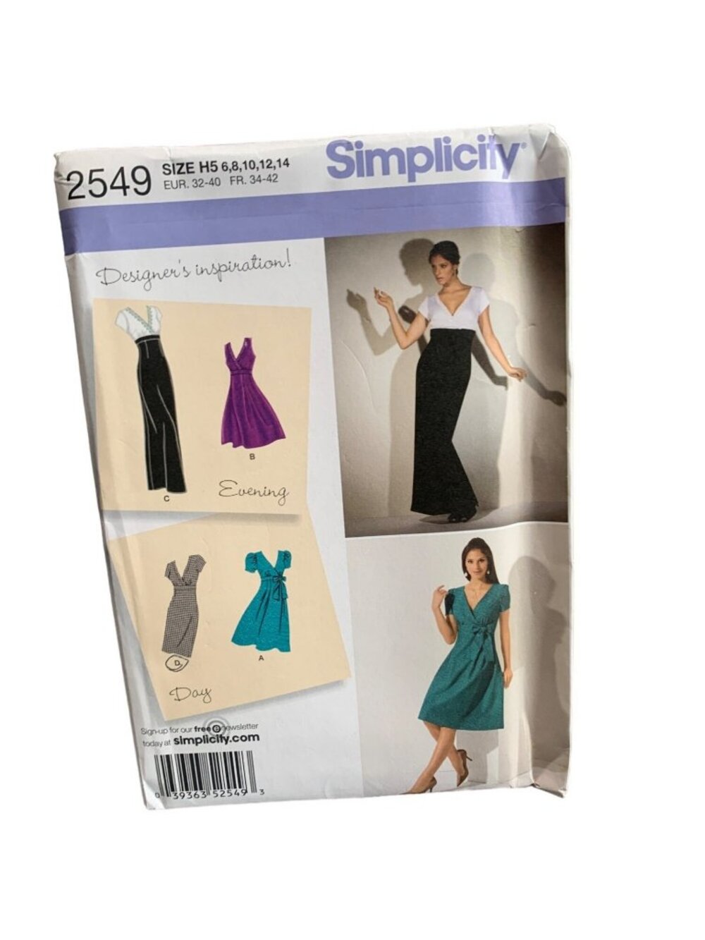 Simplicity 2549 Misses Evening Day Dress Sewing Pattern Size 6 8 10 12 14 Uncut
